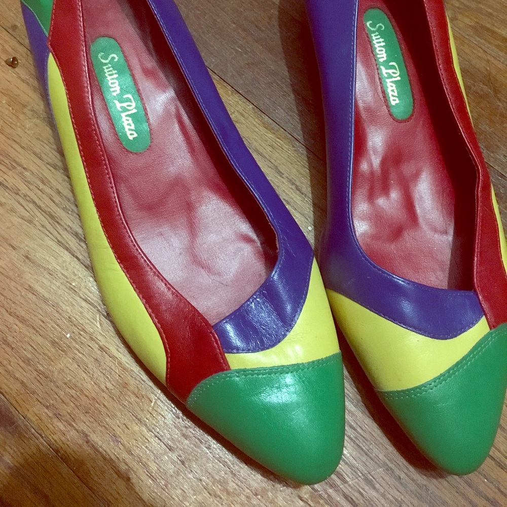 Vintage 90s color block low heel